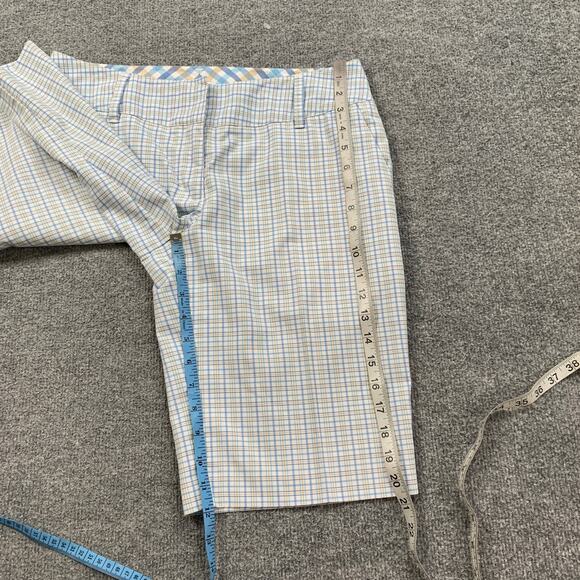 Adidas Shorts Womens 4 Multi Plaid Bermuda Performance Golf Zip Fly Pocket - Picture 6 of 13